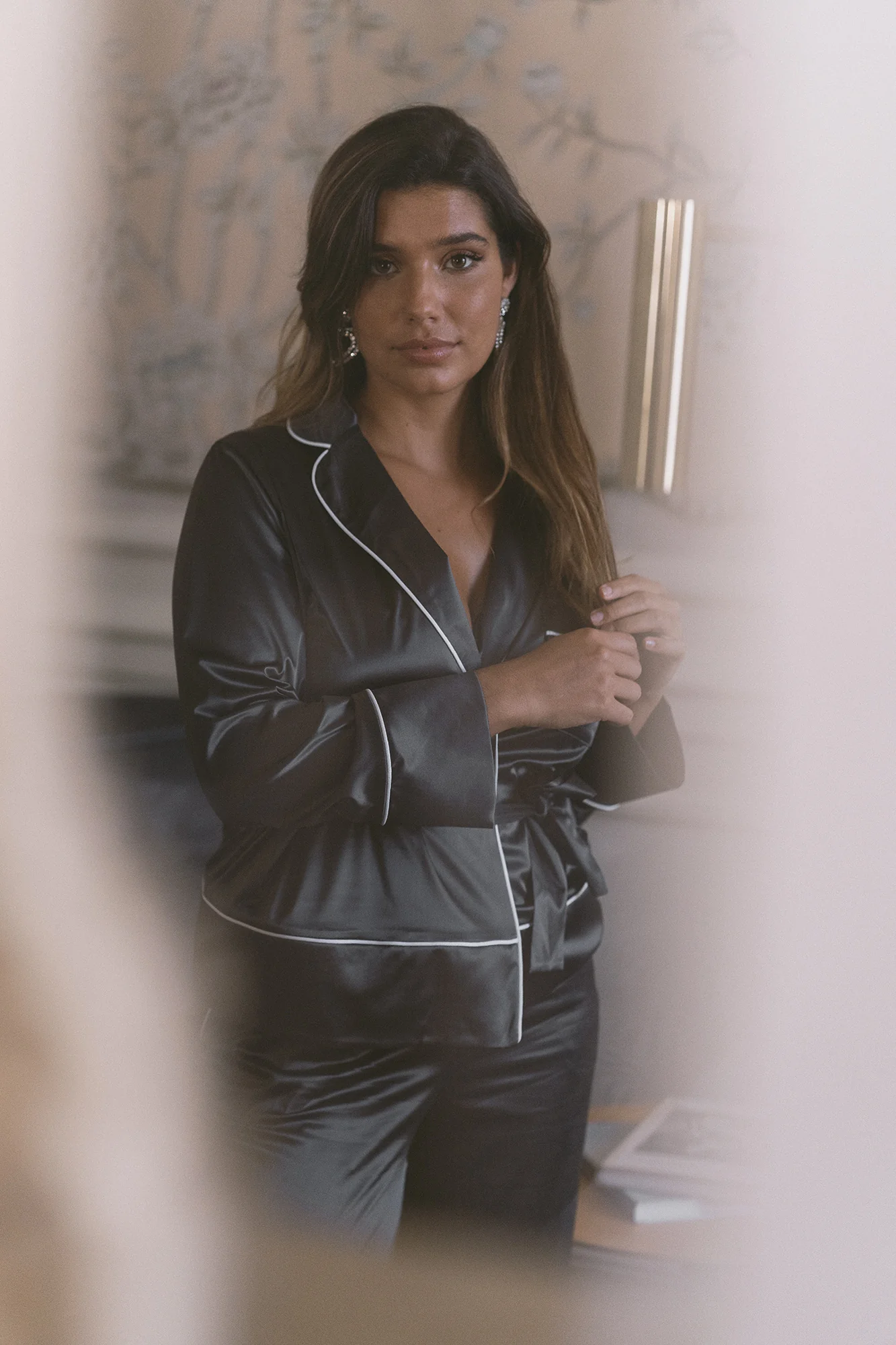 DARK GREY SATIN PJ SHIRT - Image 3